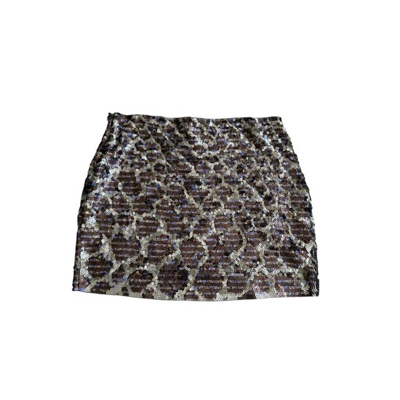 EXPRESS y2k Vintage Animal Print Sequin Mini Skirt Size XS - Picture 3 of 8